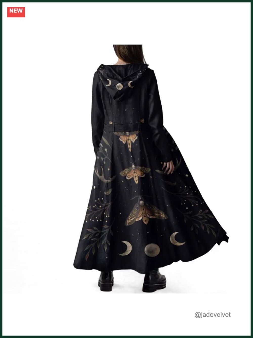 Fleece Trench Coat Gothic Open Front Belted Hooded Maxi Peacoat